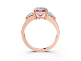 Rose gold Three-Stone Fancy Pink Princess Cut Cut Diamond Ring with Trillion Side Stones on a Split Shank Band_3