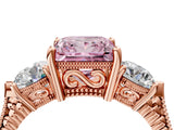 Rose gold Three-Stone Fancy Pink Princess Cut Cut Milgrain Band Prong Setting Ring_4