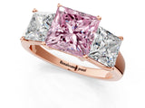 Rose gold Three-Stone Fancy Pink Princess Cut Cut Solitaire Ring with Classic Prong Setting_1