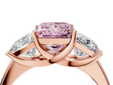 Rose gold Three-Stone Fancy Pink Princess Cut Cut Solitaire Ring with Classic Prong Setting_4