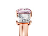 Rose gold Three-Stone Fancy Pink Princess Cut Cut Solitaire Ring with Classic Prong Setting_5