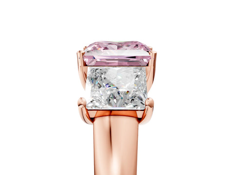 Rose gold Three-Stone Fancy Pink Princess Cut Cut Solitaire Ring with Classic Prong Setting_5