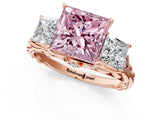 Rose gold Three-Stone Fancy Pink Princess Cut Diamond Braided Band Ring with Four-Prong Setting_35