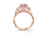 Rose gold Three-Stone Fancy Pink Princess Cut Diamond Braided Band Ring with Four-Prong Setting_37