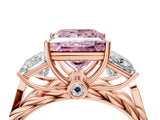 Rose gold Three-Stone Fancy Pink Princess Cut Diamond Braided Band Ring with Four-Prong Setting_38