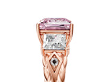 Rose gold Three-Stone Fancy Pink Princess Cut Diamond Braided Band Ring with Four-Prong Setting_39