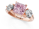 Rose gold Three-Stone Fancy Pink Princess Cut Diamond Channel Set Engagement Ring with Prong Setting_1