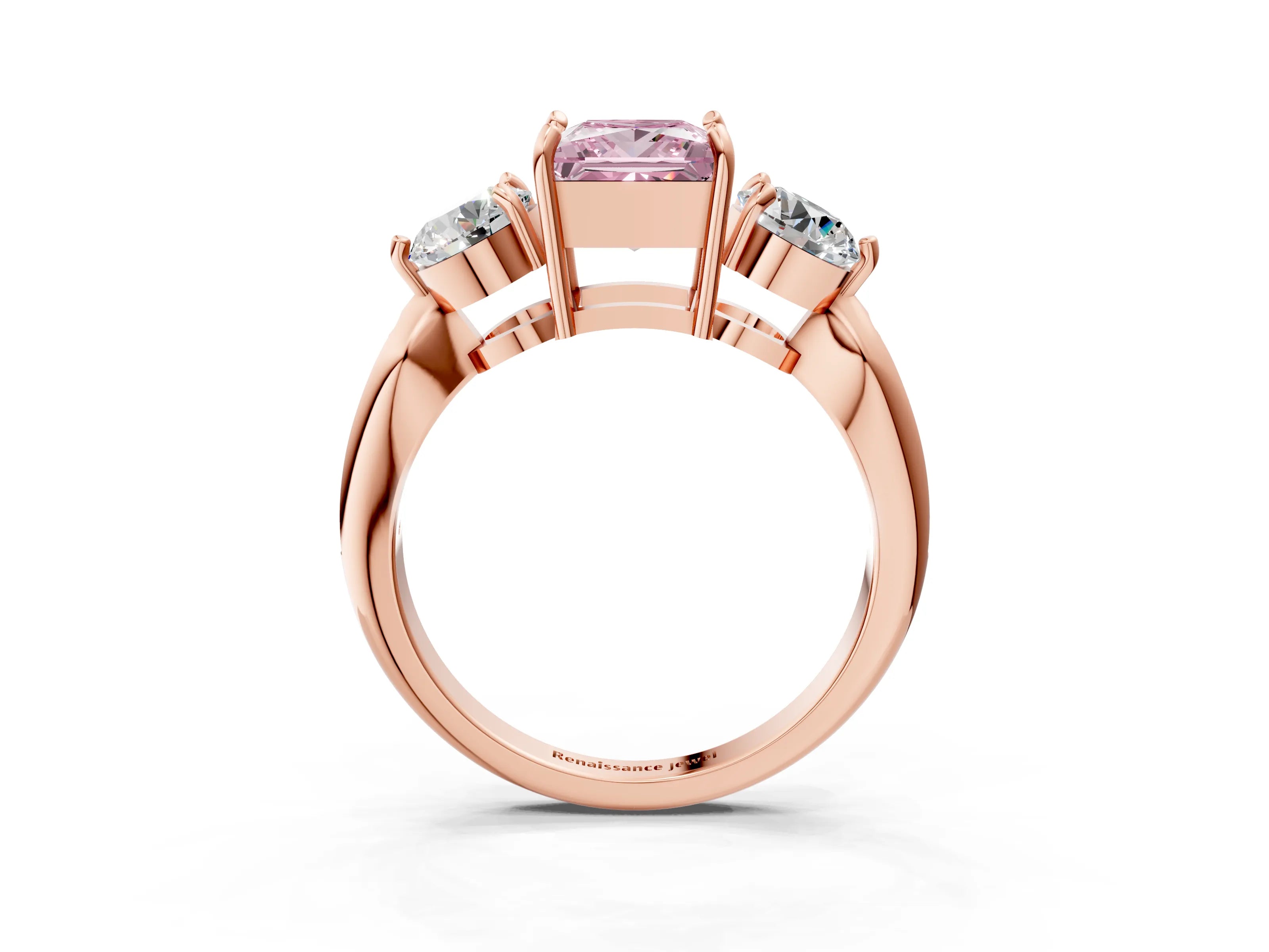 Rose gold Three-Stone Fancy Pink Princess Cut Diamond Channel Set Engagement Ring with Prong Setting_15