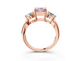 Rose gold Three-Stone Fancy Pink Princess Cut Diamond Channel Set Engagement Ring with Prong Setting_15