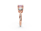 Rose gold Three-Stone Fancy Pink Princess Cut Diamond Channel Set Engagement Ring with Prong Setting_2