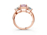 Rose gold Three-Stone Fancy Pink Princess Cut Diamond Channel Set Engagement Ring with Prong Setting_3