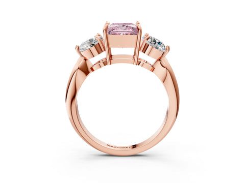 Rose gold Three-Stone Fancy Pink Princess Cut Diamond Channel Set Engagement Ring with Prong Setting_3