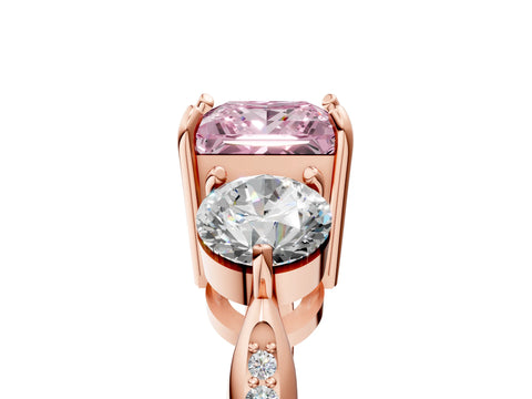 Rose gold Three-Stone Fancy Pink Princess Cut Diamond Channel Set Engagement Ring with Prong Setting_5