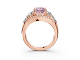 Rose gold Three-Stone Fancy Pink Princess Cut Diamond Engagement Ring with Pave Band and Prong Setting_3