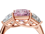 Rose gold Three-Stone Fancy Pink Princess Cut Diamond Engagement Ring with Prong Setting_7