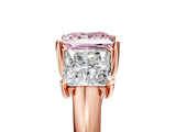 Rose gold Three-Stone Fancy Pink Princess Cut Diamond Engagement Ring with Prong Setting_8