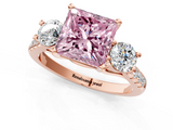 Rose gold Three-Stone Fancy Pink Princess  Cut Diamond Pavé Band with Four-Prong Setting_1