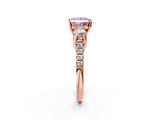Rose gold Three-Stone Fancy Pink Princess  Cut Diamond Pavé Band with Four-Prong Setting_2