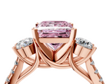 Rose gold Three-Stone Fancy Pink Princess  Cut Diamond Pavé Band with Four-Prong Setting_4