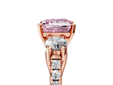 Rose gold Three-Stone Fancy Pink Princess  Cut Diamond Pavé Band with Four-Prong Setting_5