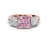 Rose gold Three-Stone Fancy Pink Princess  Cut Diamond Ring with Channel-Set Band and Four-Prong Setting_17
