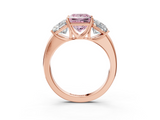 Rose gold Three-Stone Fancy Pink Princess  Cut Diamond Ring with Channel-Set Band and Four-Prong Setting_20