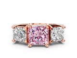 Rose gold Three-Stone Fancy Pink Princess  Cut Diamond Ring with Channel-Set Band and Four-Prong Setting_33
