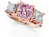 Rose gold Three-Stone Fancy Pink Princess  Cut Diamond Ring with Channel-Set Band and Four-Prong Setting_34