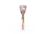 Rose gold Three-Stone Fancy Pink Princess Cut Diamond Ring with Pavé Band and Prong Setting_49