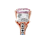 Rose gold Three-Stone Fancy Pink Princess Cut Diamond Ring with Pavé Band and Prong Setting_52