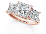 Rose gold Three-Stone Fancy Pink Princess Cut Diamond Ring with Pavé Band and Prong Setting_60