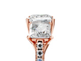 Rose gold Three-Stone Fancy Pink Princess Cut Diamond Ring with Pavé Band and Prong Setting_64