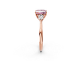 Rose gold Three-Stone Fancy Pink Princess  Cut Diamond Ring with Pear Side Stones in Four-Prong Setting_2