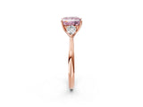 Rose gold Three-Stone Fancy Pink Princess Cut Diamond Ring with Pear  Side Stones in Four-Prong Setting_50