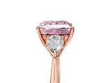 Rose gold Three-Stone Fancy Pink Princess Cut Diamond Ring with Pear  Side Stones in Four-Prong Setting_53