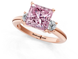 Rose gold Three-Stone Fancy Pink Princess  Cut Diamond Solitaire with Prong Setting and Classic Band_1