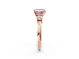 Rose gold Three-Stone Fancy Pink Princess  Cut Diamond Solitaire with Prong Setting and Classic Band_2