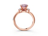 Rose gold Three-Stone Fancy Pink Princess  Cut Diamond Solitaire with Prong Setting and Classic Band_3