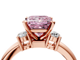 Rose gold Three-Stone Fancy Pink Princess  Cut Diamond Solitaire with Prong Setting and Classic Band_4