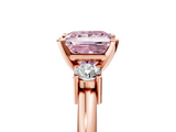 Rose gold Three-Stone Fancy Pink Princess  Cut Diamond Solitaire with Prong Setting and Classic Band_5