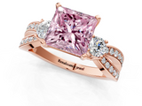 Rose gold Three-Stone Fancy Pink Princess  Cut Diamond Twist Band with Prong Setting_1