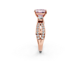 Rose gold Three-Stone Fancy Pink Princess  Cut Diamond Twist Band with Prong Setting_2