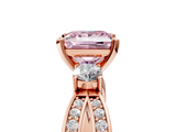 Rose gold Three-Stone Fancy Pink Princess  Cut Diamond Twist Band with Prong Setting_5