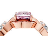 Rose gold Three-Stone Fancy Pink Princess Cut Diamond Wave Pave Band with Prong Setting_4
