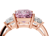 Rose gold Three-Stone Fancy Pink Princess  Cut Solitaire Ring with Prong Setting_7