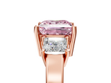 Rose gold Three-Stone Fancy Pink Princess  Cut Solitaire Ring with Prong Setting_8