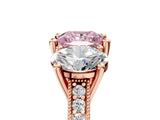 Rose gold Three-Stone Fancy Pink Princess  Diamond Milgrain Pave Band with Prong Setting 5
