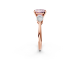 Rose gold Three-Stone Fancy Pink Princess  Diamond Ring with Pear Side Stones in Four-Prong Setting_2