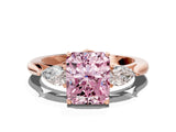 Rose gold Three-Stone Fancy Pink Radiant Cut Brilliant Diamond Solitaire Ring with Tapered Band and Four-Prong Setting_3