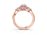 Rose gold Three-Stone Fancy Pink Radiant Cut Brilliant Diamond Solitaire Ring with Tapered Band and Four-Prong Setting_6